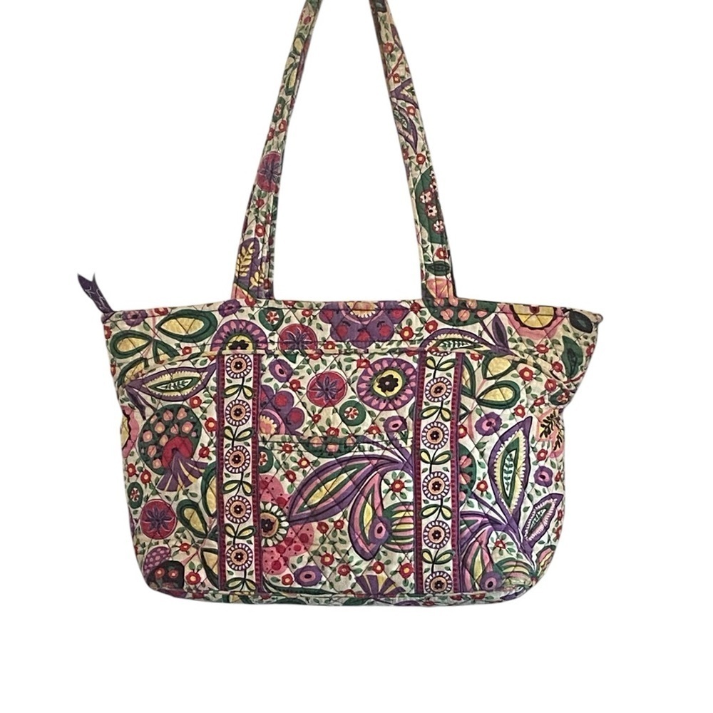 Vera Bradley quilted Floral paisley pink purple Patterned Tote Bag grandmacore - Picture 2 of 15